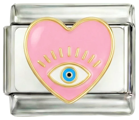 Pink Heart with Eye on Silver