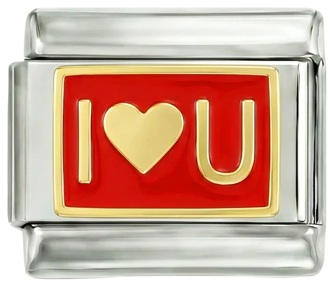 Plate, Red and Gold, I Love U