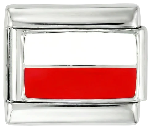 Poland Flag, on Silver