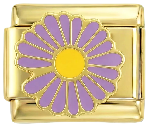 Purple Flower with Yellow Heart on Gold