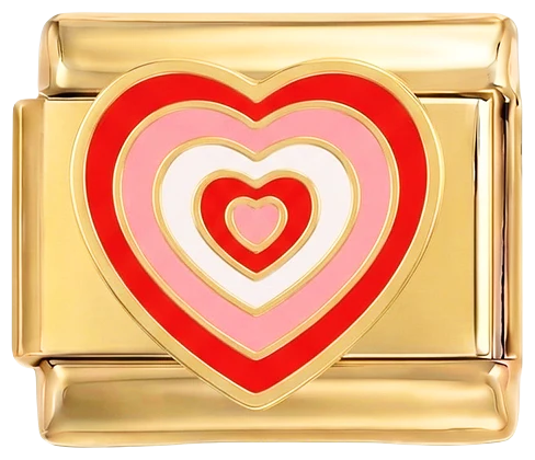 Red and Pink Hearts on Gold