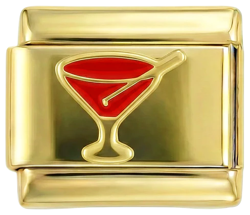 Red Cocktail in its Gold Glass, on Gold