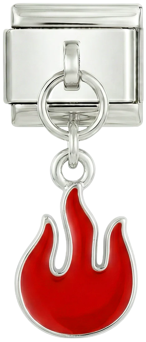 Red Flame, on Silver