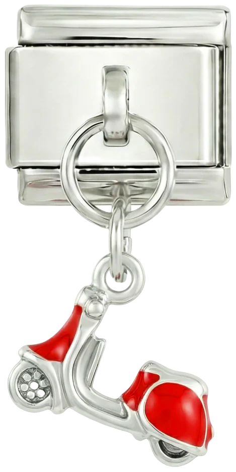 Red Scooter, on Silver