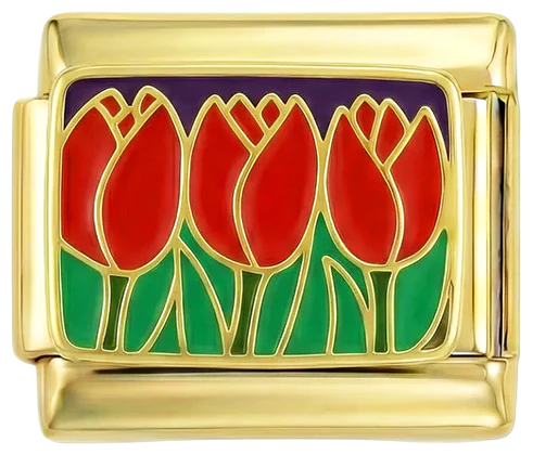 Red Tulips and Its Green Leaves