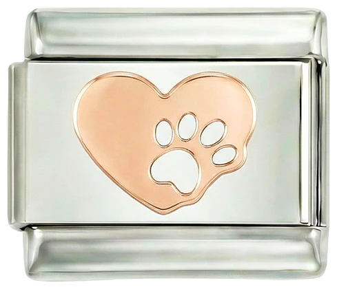 Rose Gold Heart with Cat Paw