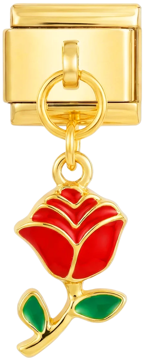Rose with Stem Hanging on Gold