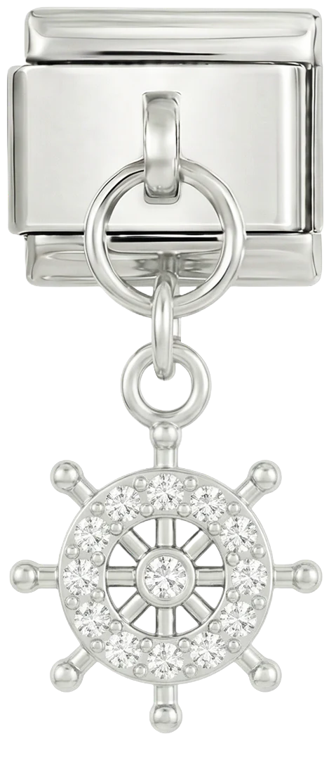Ship's Helm with Stones, on Silver