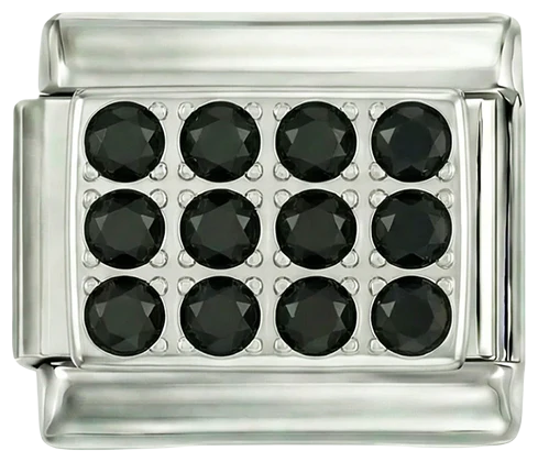 Silver Plate with Black Stones