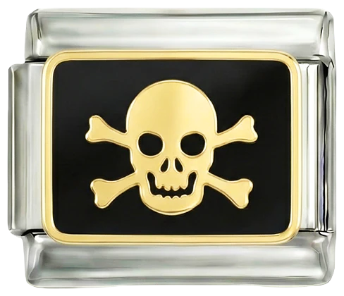 Skull Crossbones on Silver