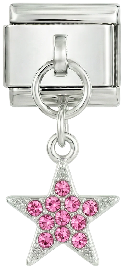Star with Pink Stones, on Silver