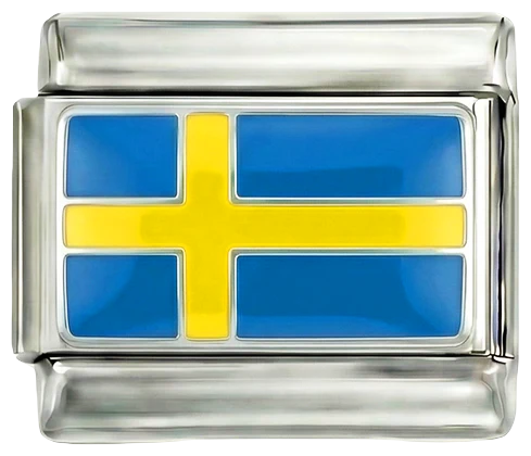 Sweden Flag, on Silver