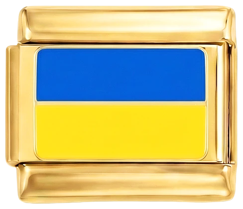 Ukraine Flag, on Gold