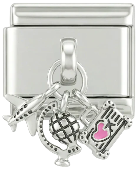 Travel Addict with Stones, on Silver
