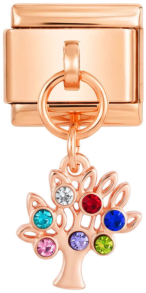 Tree with Multicolor Stones, on Rose Gold