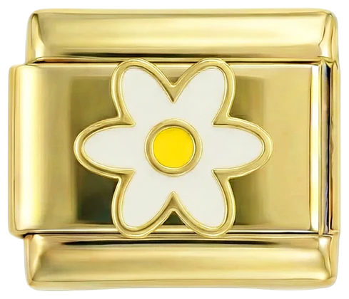 White Daisy and Her Yellow Heart in Gold